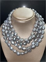 Genuine 50" Baroque 9 mm Gray Pearl Necklace