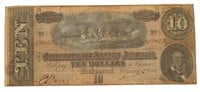 1864 Confederate States $10.00 Large Bank Note