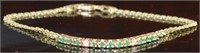 14kt Gold Natural Emerald & Diamond Bracelet