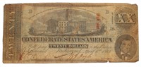 1863 Confederate States $20.00 Large Bank Note