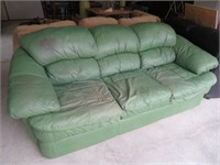 Green leather couch, 88 long