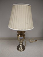 Polished Bronze Table Lamp w/Plastic Shade