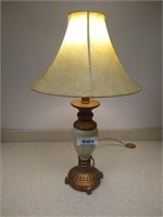 Copper and Stone Color Lamp w/Faux Leather Shade