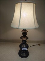 Antique Brushed Brass Table Lamp w/Fabric Shade