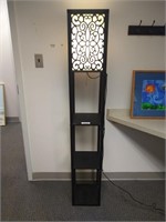 Black Floor Lamp w/Shelves & Frosted Shade