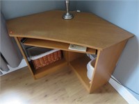 Corner desk, 34" sq, other items not included