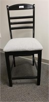 Black Wood Bar Height Chair, w/Grey Fabric Seat