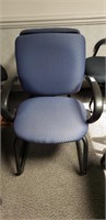 Blue Upholstered Waiting Room Style Chair w/Arms
