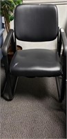 Black Faux Leather Waiting Room Style Chair w/Arms