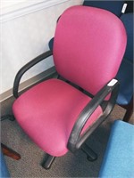 Red Fabric Office Chair,w/Armrests and Casters