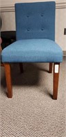 Blue Armless Sitting Chair w/Wood Legs