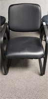 Black Faux Leather Waiting Room Style Chair w/Arms