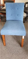 Chair, Blue Armless Sitting Chair w/Wood Legs