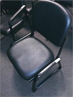 Black Faux Leather Armless Office Chair
