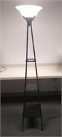 Metal Floor Lamp w/Shelves, Frosted Glass Shade