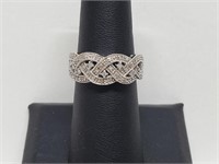 .925 Sterling Silver Diamond Braided Ring
