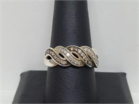 .925 Sterling Silver Twisted Diamond Band