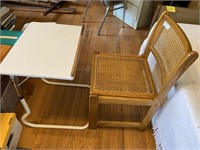 Cane Bottom & Back Chair w/ Adjustable Table