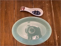 Minty Green Fiesta Platter and US Flag Spoon Rest