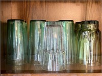 9 pcs. Green Glassware