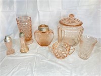 7 Pcs. Pink Depression Glass