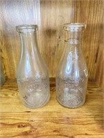 2 Pcs. Antique Dairy Glass Bottles