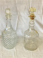 2 Clear Glass Decanters