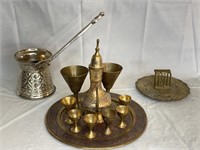 Brass Middle Eastern Tea Set +