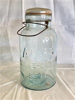 Large ATLAS Antique Blue Mason Jar