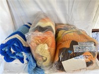 Three Vintage Knit Blankets--Great Colors