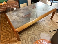Wooden and Stone-Like Coffee Table