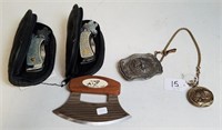 Collector Knives, Belt Buckle And Pocket Watch