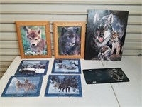 Lot Of 8 Various Sized Wolf Collectible Artworks