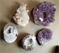 Nice Lot Of Mixed Rocks & Minerals Amethyst/Geodes