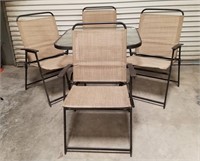 Small Glass Patio Table And 4 Folding Chairs