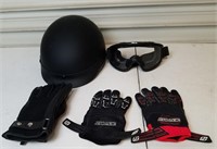 Medium Size Helmet, Ride Gloves And Goggle