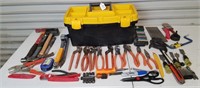 Plastic Carry Toolbox Full Of Pliers And Handtools