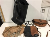 Leather shoulder bag and purses.