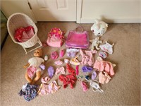 Lot of Baby Doll Clothes, Baby Doll, and