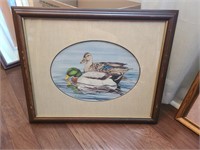 Signed Art framed picture of ducks