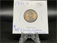 1956-D Lincoln Wheat Cent with Lincoln Silhouette