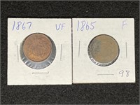 Two Cent Pieces:  1865, 1867