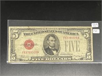 Series 1928-C $5 Red Seal United States Note