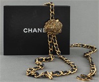 Chanel Gold-Tone Belt With Crystal Lion Motif