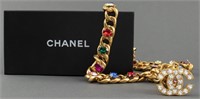 Chanel Gold-Tone Cuban Link And Faux Jewel Belt