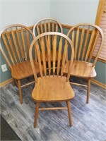 Set of (4) Modern Oak Bowback Chairs