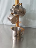 Stainless Steel Cup Mugs & Wooden Tree