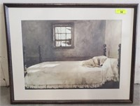 DOG ON BED PRINT