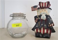 PATRIOTIC LOT- JAR AND CANDLE HOLDER