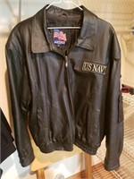 Men's Leather US Navy Jacket - XL Size